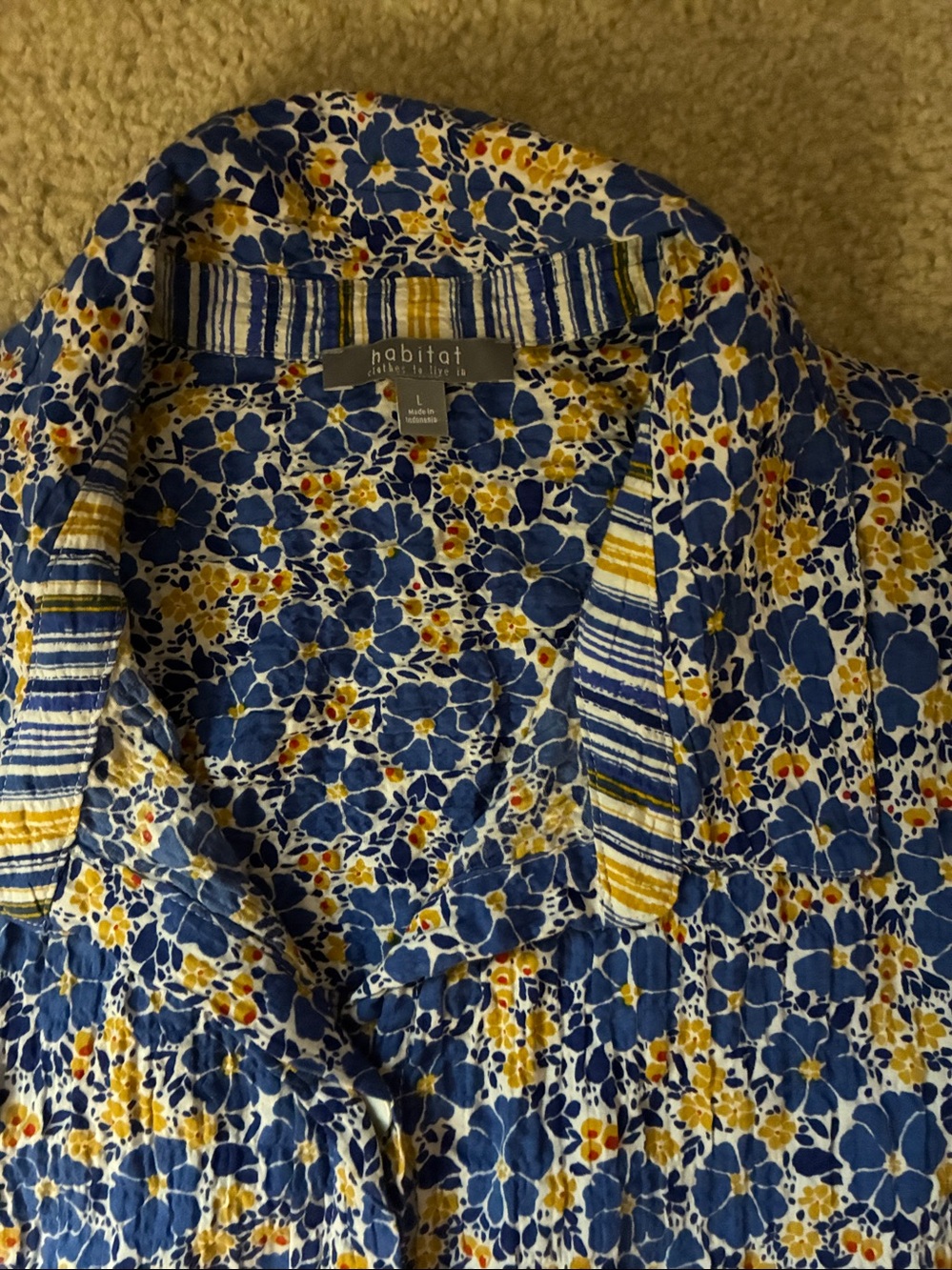 Blue and Yellow Floral Button-Up women’s shirt - Picture 3 of 8